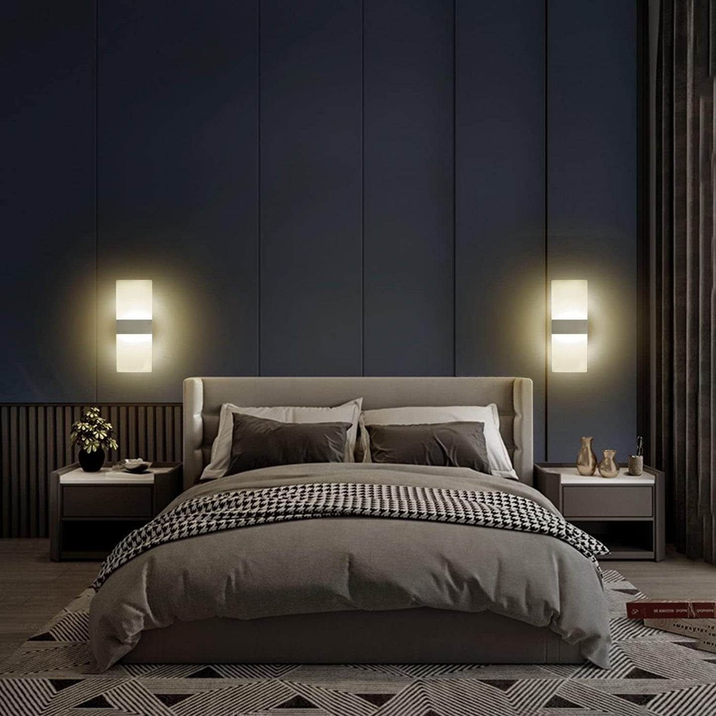 Set of 4 Modern LED Wall Sconces — 10W Up & Down Acrylic Wall Light (Warm White 2700K) for Living Room, Corridor, & Bedside